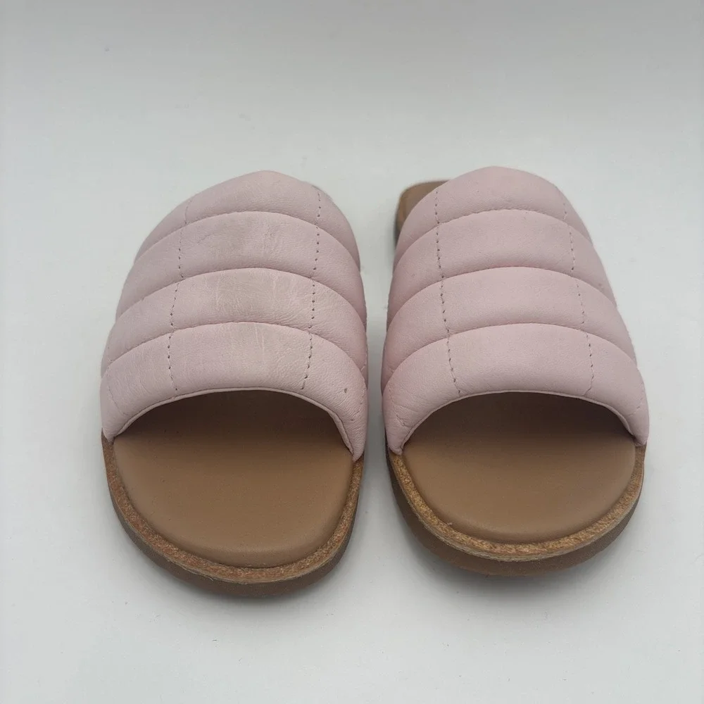 New Sorel Women's Ella III Quilted Puff Slide Pink Leather Sandals Shoes Sz‎ 8